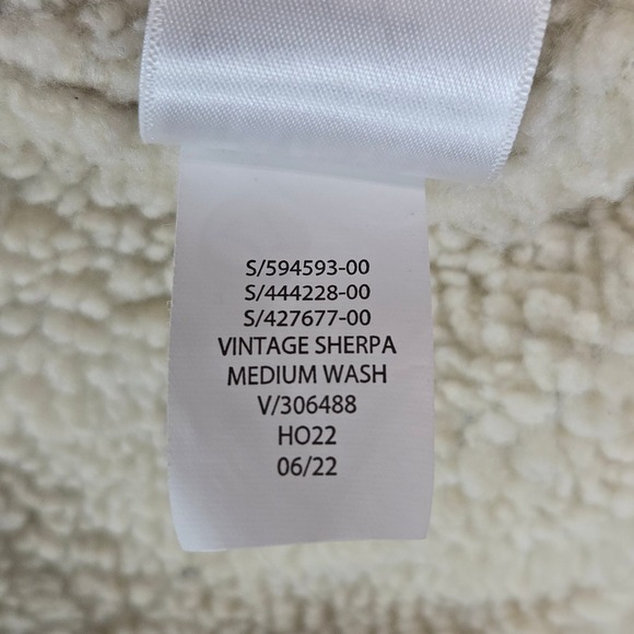 Gap Denim Sherpa Trucker Jacket Women's L Medium Wash Faux Shearling Lined - Picture 9 of 13